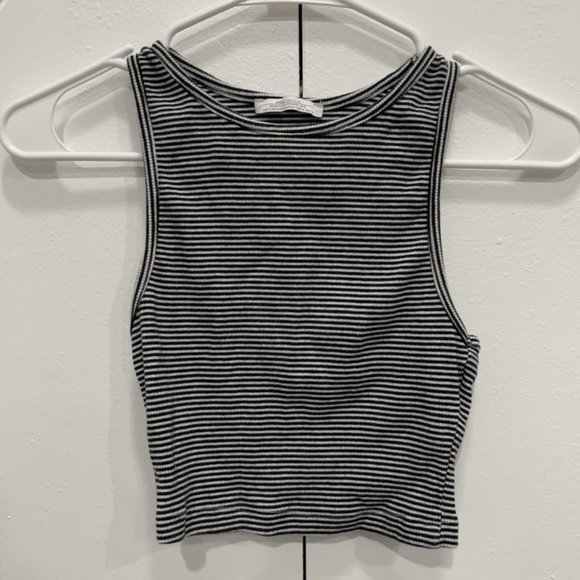 Zara Tops - Zara Trafaluc Black and White Striped Crop Top